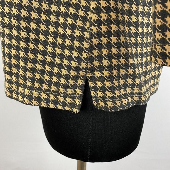 Talbots Petites M Houndstooth Like Abstract Patterned Top 3/4 Sleeves Slit Sides - Picture 5 of 10